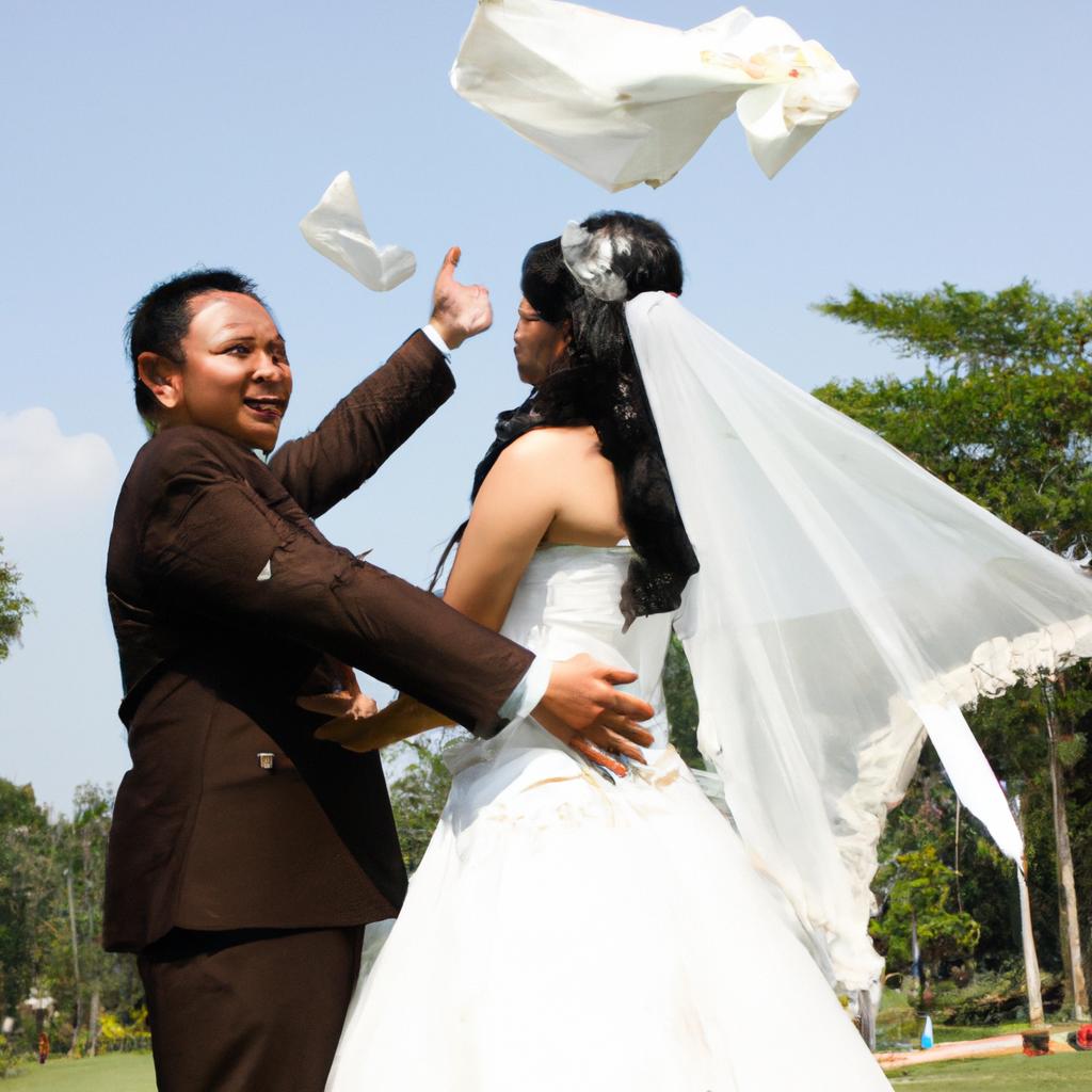 Couple celebrating their wedding ceremony