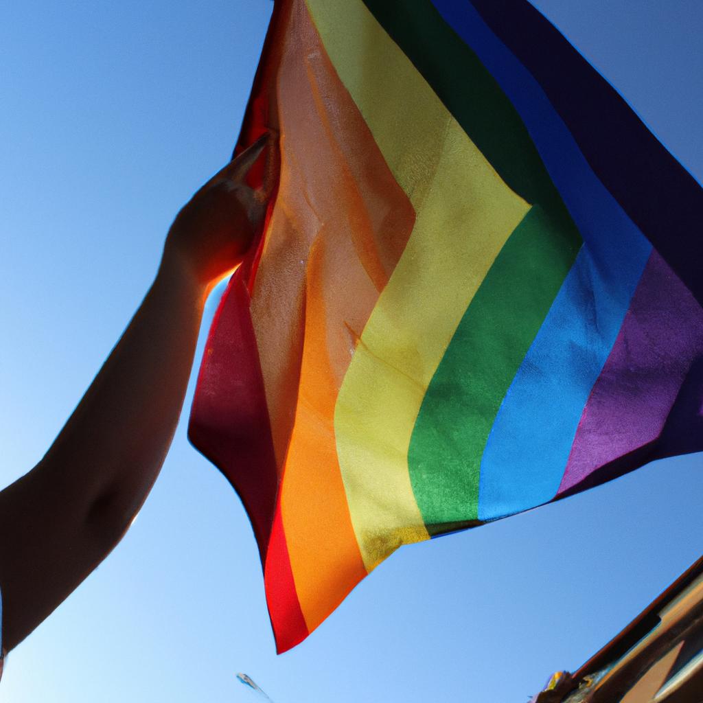 Person holding LGBT pride flag