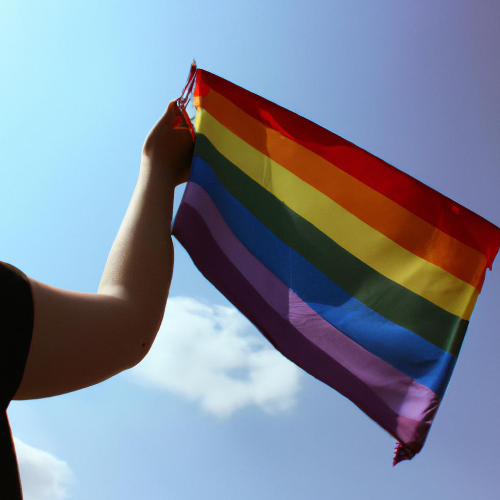 Person holding LGBT pride flag