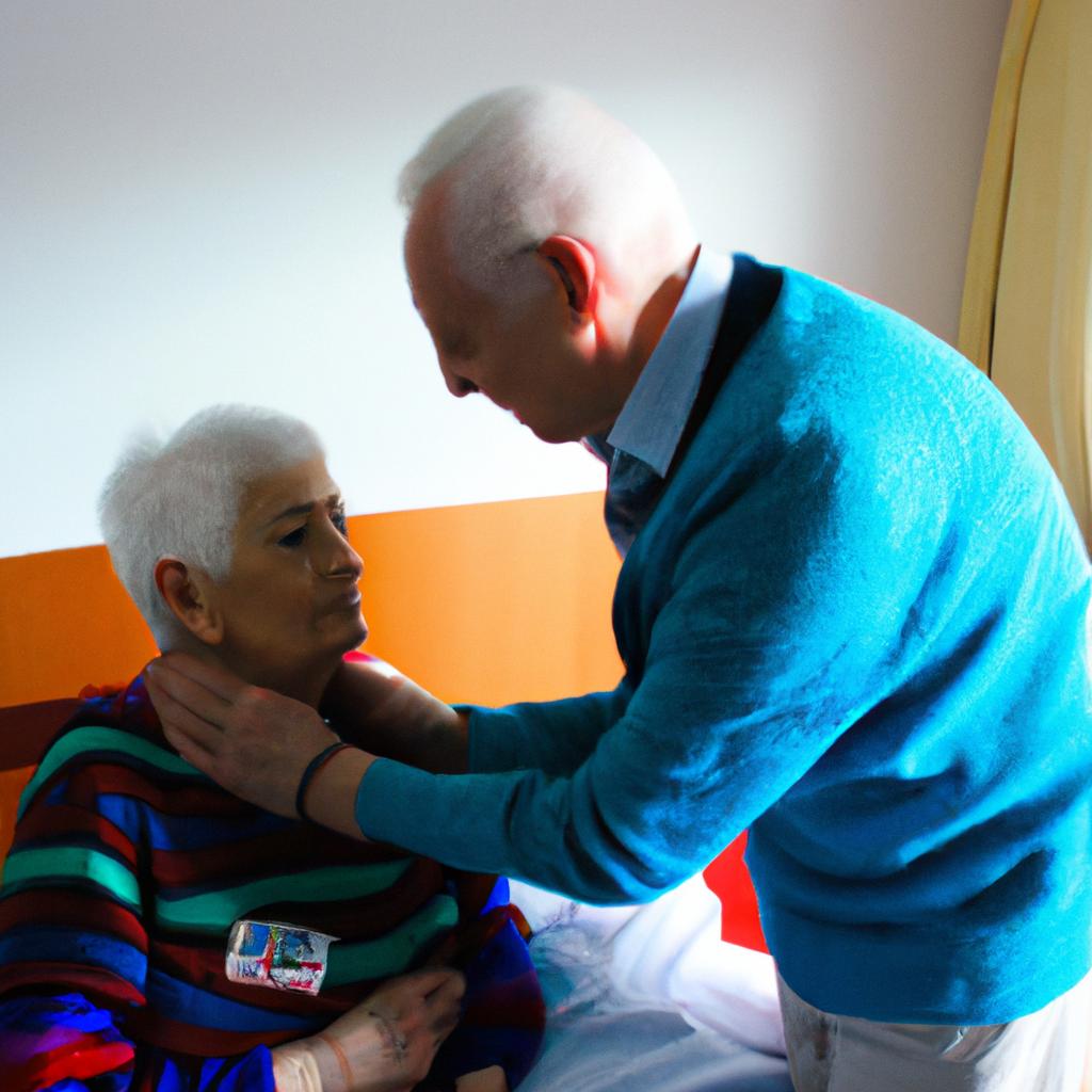 Elderly LGBT individual receiving healthcare