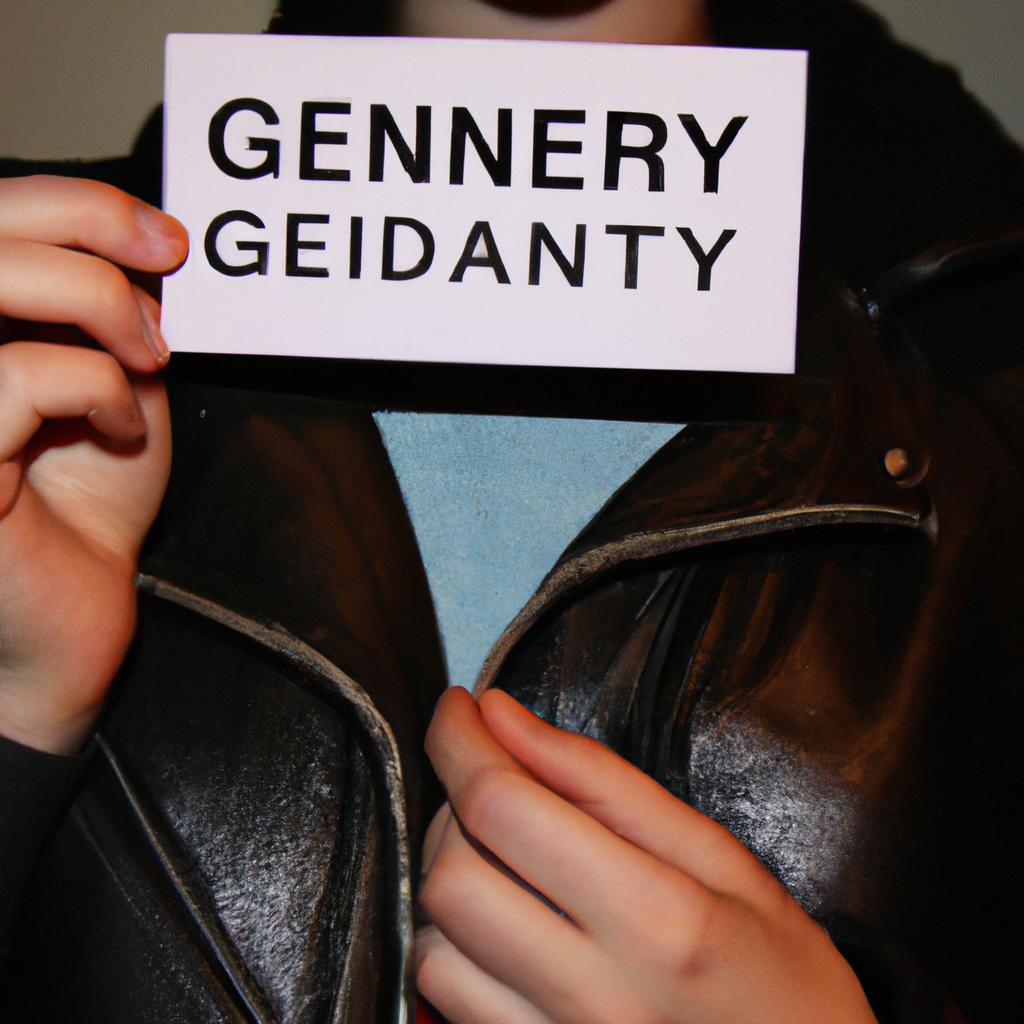 Person holding gender identity sign